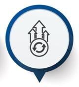 Icon of recycle sign and arrows pointing upwards