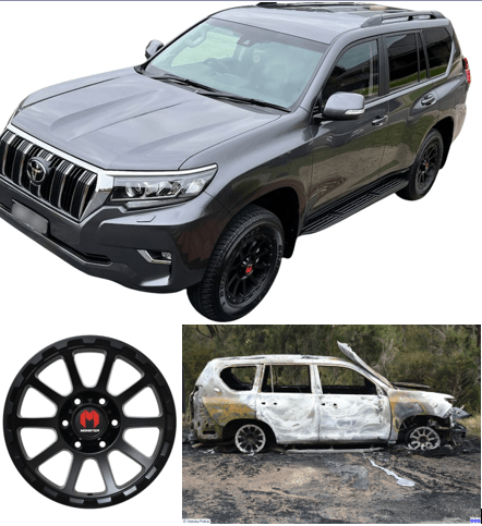 The stolen car, a grey Toyota Prado