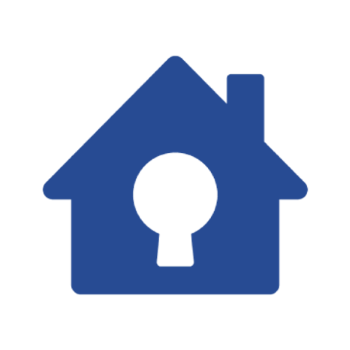 Icon of a house with a key lock.