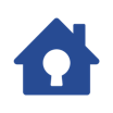 Icon of a house with a key lock.