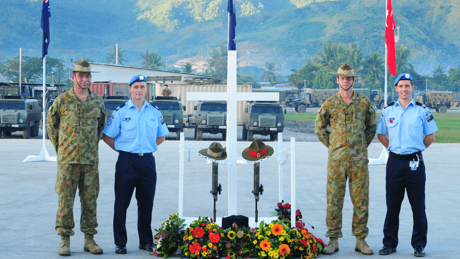Police Life stories – Leaving an international impact - Police and army soldiers at Anzac Day service 1280x720 – Feature