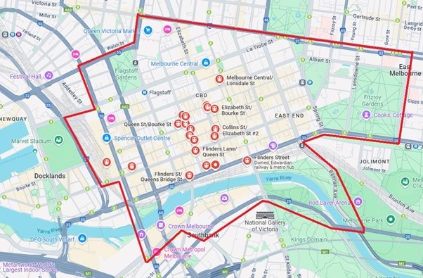 Public notice - Melbourne CBD map - OMNI 16 August 2025