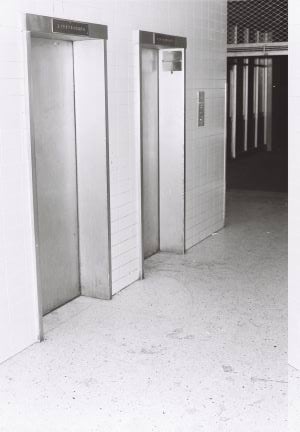 The lift where Haroula Kipouradou's body was found.