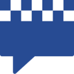 Icon of the Crime Stoppers logo, checkered squares in the shape of a speech box. 