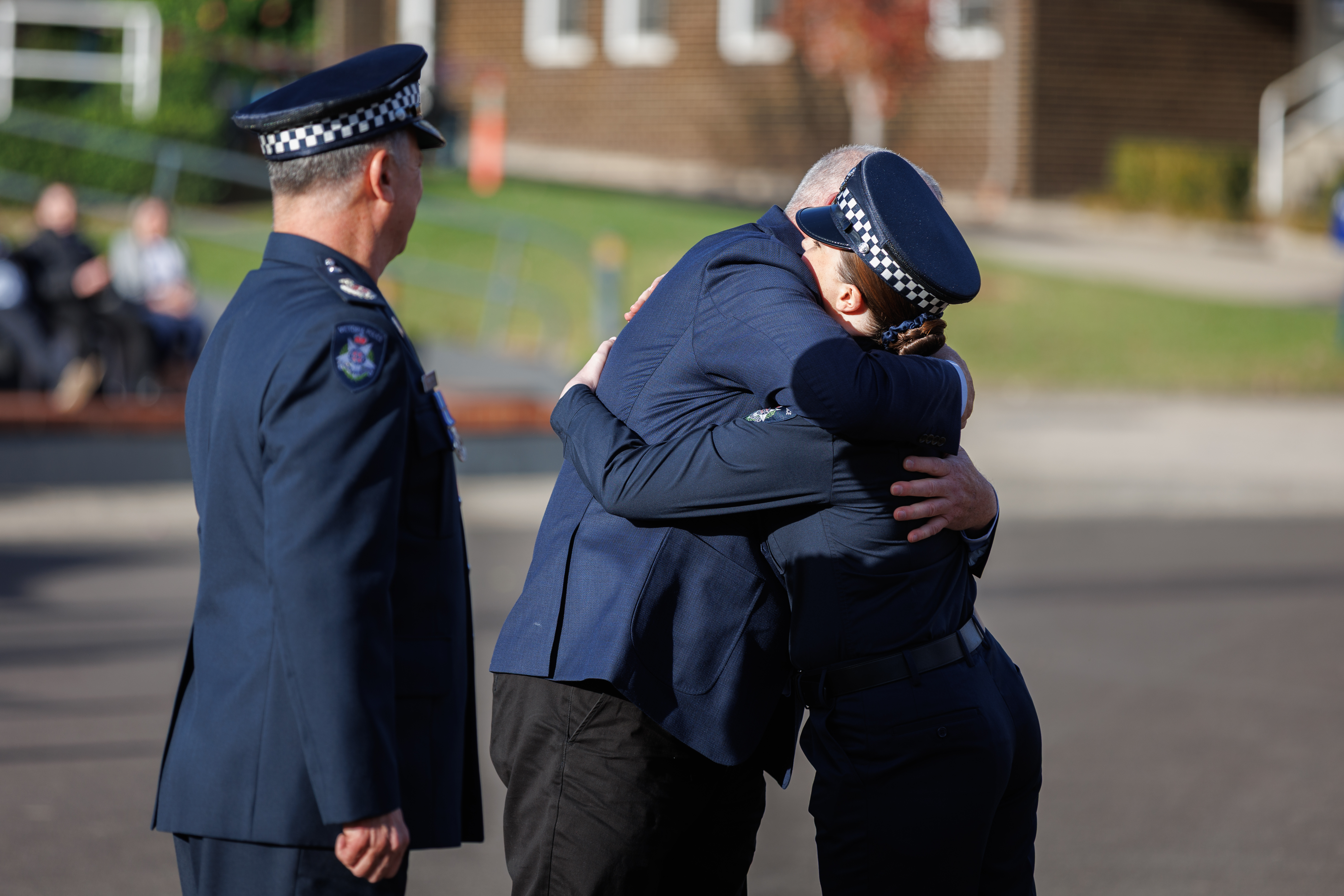 Police Life - Constable Jemima Smith hugging her father at graduation.