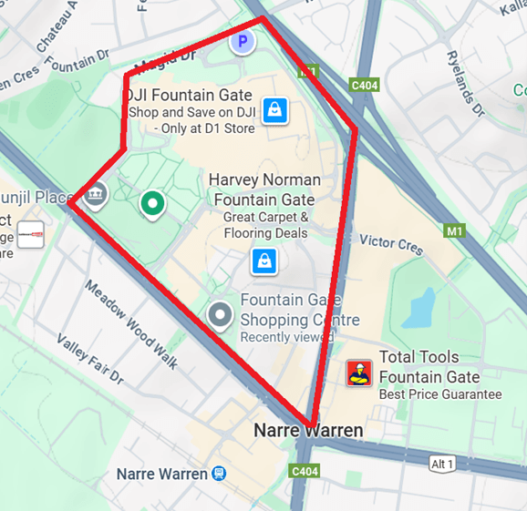 Public notice map - Fountaingate 1 March to 30 June 2026