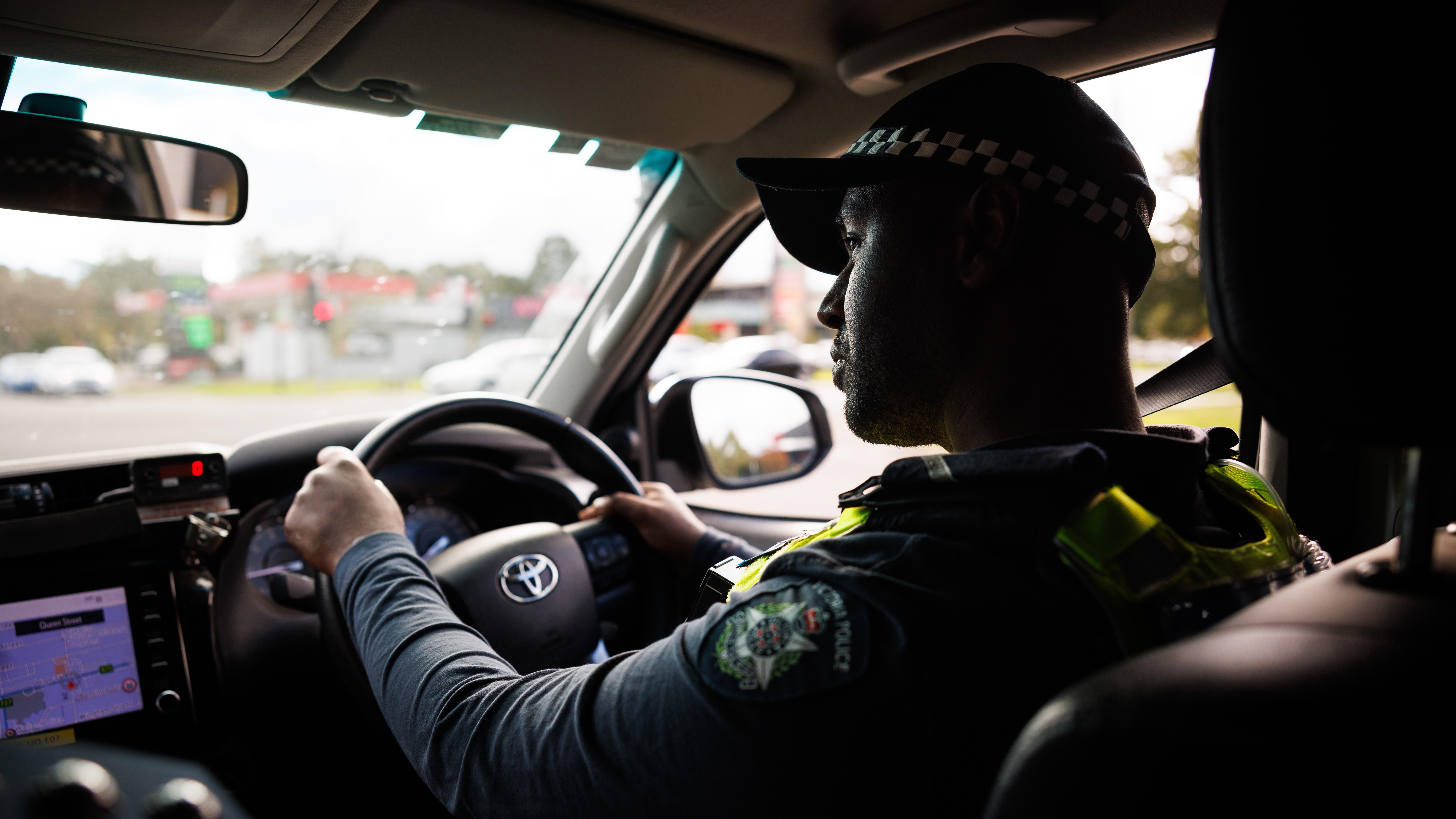 A police member driving