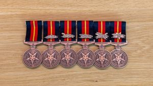 Six medals for Aboriginal Service, service for 10, 15, 20, 26 and 30 years. 
