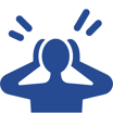 Icon of person covering their ears to block out loud noise.